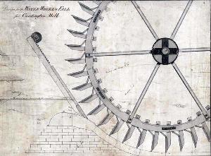 Drawing showing Cardington Mill wheel in 1779